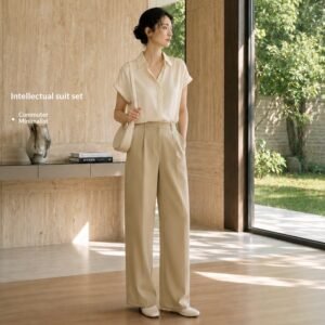 short-sleeved-high-end-professional-wear-womens-shirt-set