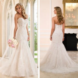 trailing-wedding-dress-tube-top-lace-wedding-dress