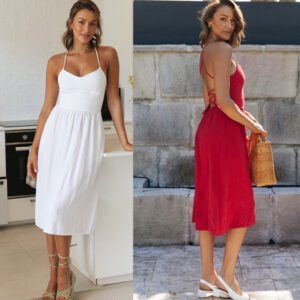 european-and-american-womens-new-v-neck-back-strap-dress